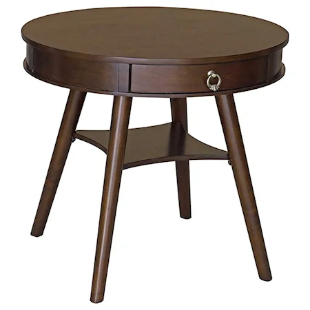 Basil Round Side Table With One Drawer